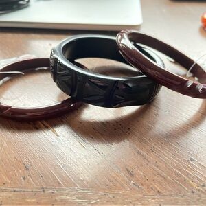 Rockabilly pinup lucky Lou hand carved bangles bracelets bundle